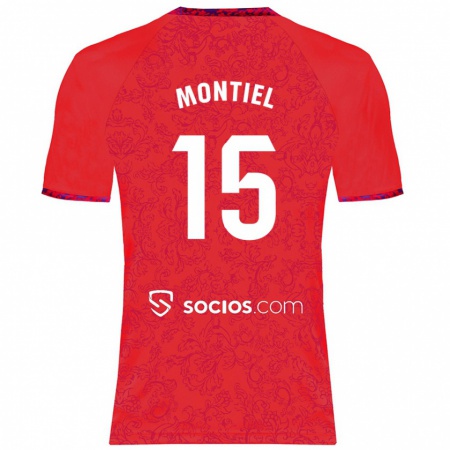 Kandiny Herren Gonzalo Montiel #15 Rot Auswärtstrikot Trikot 2024/25 T-Shirt