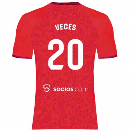 Kandiny Herren Sergio Veces #20 Rot Auswärtstrikot Trikot 2024/25 T-Shirt