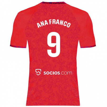 Kandiny Herren Ana Franco De La Vega #9 Rot Auswärtstrikot Trikot 2024/25 T-Shirt