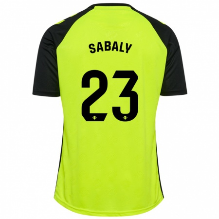 Kandiny Herren Youssouf Sabaly #23 Fluoreszierendes Gelb Schwarz Auswärtstrikot Trikot 2024/25 T-Shirt