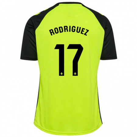 Kandiny Herren Jesús Rodriguez #17 Fluoreszierendes Gelb Schwarz Auswärtstrikot Trikot 2024/25 T-Shirt