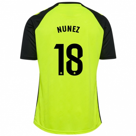 Kandiny Herren Romina Núñez #18 Fluoreszierendes Gelb Schwarz Auswärtstrikot Trikot 2024/25 T-Shirt