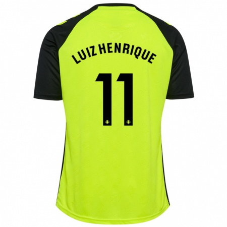 Kandiny Herren Luiz Henrique #11 Fluoreszierendes Gelb Schwarz Auswärtstrikot Trikot 2024/25 T-Shirt