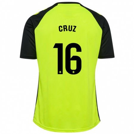 Kandiny Herren Juan Cruz #16 Fluoreszierendes Gelb Schwarz Auswärtstrikot Trikot 2024/25 T-Shirt