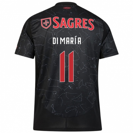 Kandiny Herren Ángel Di María #11 Schwarz Rot Auswärtstrikot Trikot 2024/25 T-Shirt