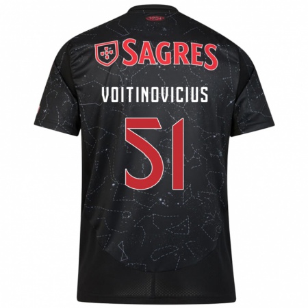 Kandiny Herren Arnas Voitinovicius #51 Schwarz Rot Auswärtstrikot Trikot 2024/25 T-Shirt