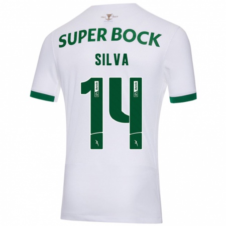 Kandiny Herren Guilherme Silva #14 Weiß Grün Auswärtstrikot Trikot 2024/25 T-Shirt