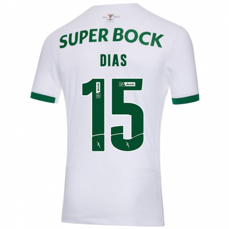 Kandiny Herren Rodrigo Dias #15 Weiß Grün Auswärtstrikot Trikot 2024/25 T-Shirt