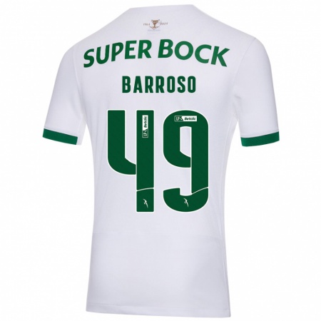 Kandiny Herren Leonardo Barroso #49 Weiß Grün Auswärtstrikot Trikot 2024/25 T-Shirt