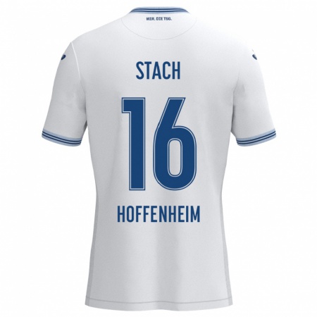 Kandiny Herren Anton Stach #16 Weiß Blau Auswärtstrikot Trikot 2024/25 T-Shirt