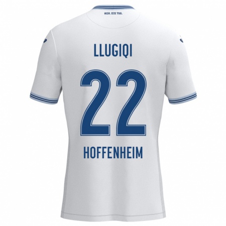 Kandiny Herren Arian Llugiqi #22 Weiß Blau Auswärtstrikot Trikot 2024/25 T-Shirt