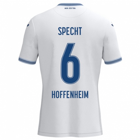 Kandiny Herren Michaela Specht #6 Weiß Blau Auswärtstrikot Trikot 2024/25 T-Shirt