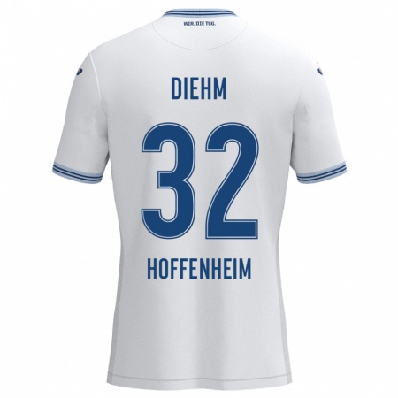 Kandiny Herren Vanessa Diehm #32 Weiß Blau Auswärtstrikot Trikot 2024/25 T-Shirt