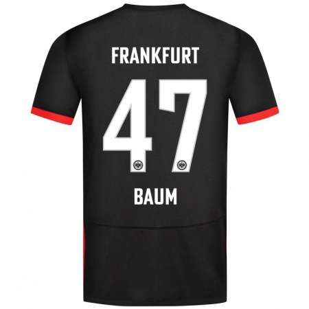 Kandiny Herren Elias Baum #47 Schwarz Auswärtstrikot Trikot 2024/25 T-Shirt