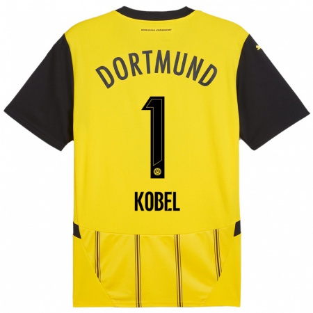 Kandiny Damen Gregor Kobel #1 Gelb Schwarz Heimtrikot Trikot 2024/25 T-Shirt