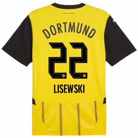 Kandiny Damen Robin Lisewski #22 Gelb Schwarz Heimtrikot Trikot 2024/25 T-Shirt