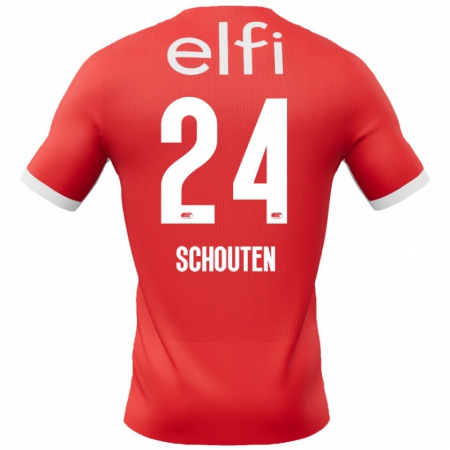 Kandiny Damen Lewis Schouten #24 Rot Weiß Heimtrikot Trikot 2024/25 T-Shirt