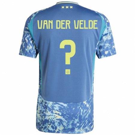 Kandiny Damen Valentijn Van Der Velde #0 Grau Blau Gelb Auswärtstrikot Trikot 2024/25 T-Shirt