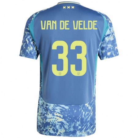 Kandiny Damen Jonna Van De Velde #33 Grau Blau Gelb Auswärtstrikot Trikot 2024/25 T-Shirt