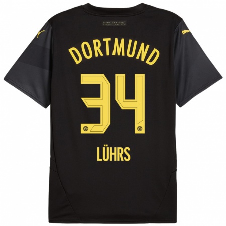 Kandiny Damen Yannik Lührs #34 Schwarz Gelb Auswärtstrikot Trikot 2024/25 T-Shirt