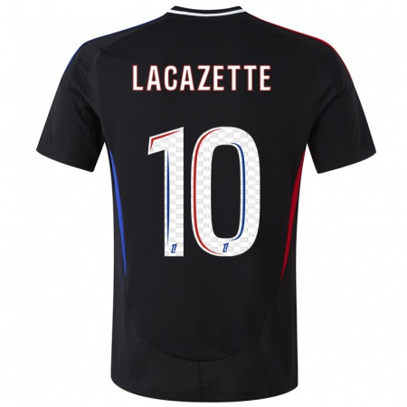 Kandiny Damen Alexandre Lacazette #10 Schwarz Auswärtstrikot Trikot 2024/25 T-Shirt