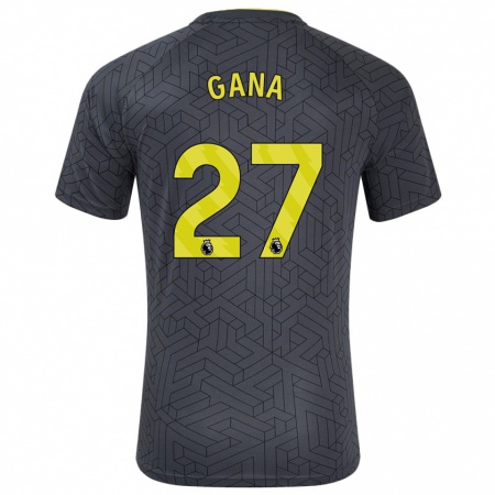 Kandiny Damen Idrissa Gueye #27 Schwarz Gelb Auswärtstrikot Trikot 2024/25 T-Shirt