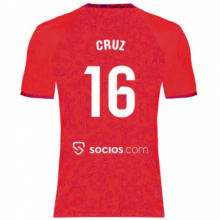 Kandiny Damen Jesús Cruz #16 Rot Auswärtstrikot Trikot 2024/25 T-Shirt