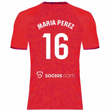 Kandiny Damen María Pérez Rabaza #16 Rot Auswärtstrikot Trikot 2024/25 T-Shirt