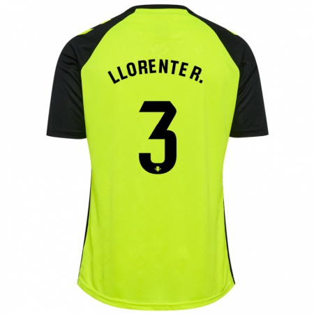 Kandiny Damen Diego Llorente #3 Fluoreszierendes Gelb Schwarz Auswärtstrikot Trikot 2024/25 T-Shirt