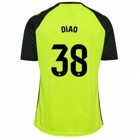 Kandiny Damen Assane Diao #38 Fluoreszierendes Gelb Schwarz Auswärtstrikot Trikot 2024/25 T-Shirt