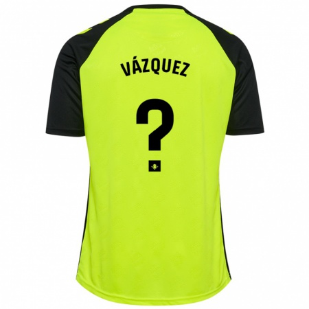 Kandiny Damen Leo Vázquez #0 Fluoreszierendes Gelb Schwarz Auswärtstrikot Trikot 2024/25 T-Shirt