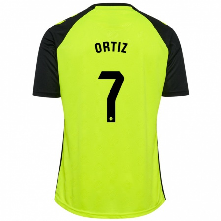 Kandiny Damen Ángel Ortiz #7 Fluoreszierendes Gelb Schwarz Auswärtstrikot Trikot 2024/25 T-Shirt