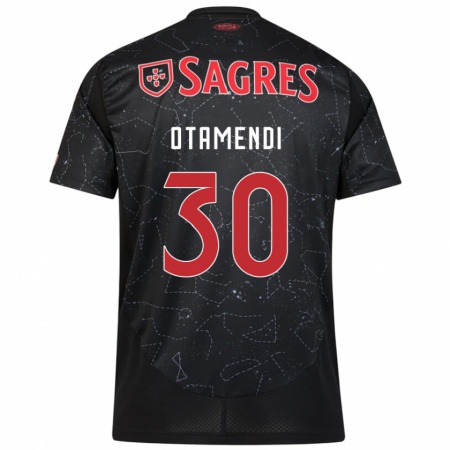 Kandiny Damen Nicolás Otamendi #30 Schwarz Rot Auswärtstrikot Trikot 2024/25 T-Shirt