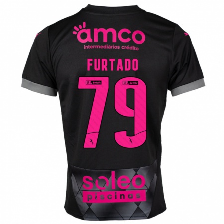 Kandiny Damen Rúben Furtado #79 Schwarz Rosa Auswärtstrikot Trikot 2024/25 T-Shirt