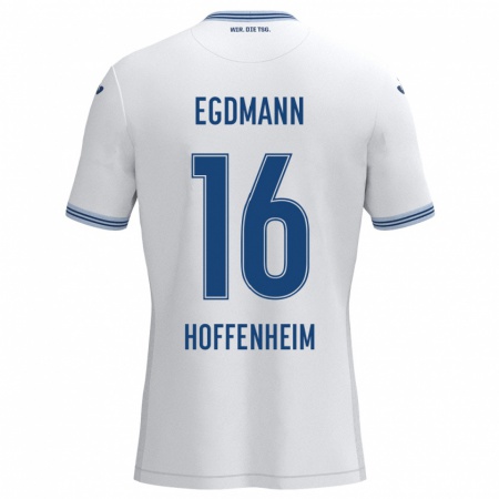 Kandiny Damen Mika Egdmann #16 Weiß Blau Auswärtstrikot Trikot 2024/25 T-Shirt