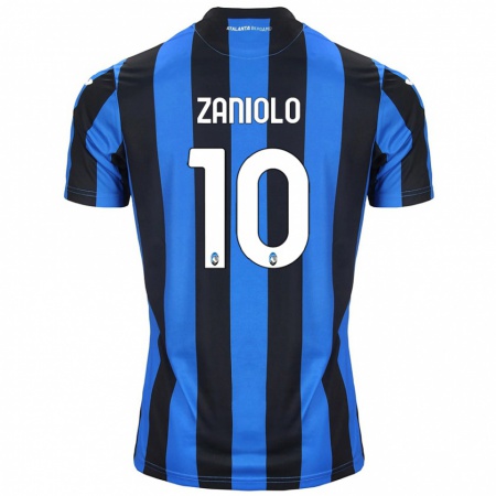 Kandiny Kinder Nicolò Zaniolo #10 Blau Schwarz Heimtrikot Trikot 2024/25 T-Shirt