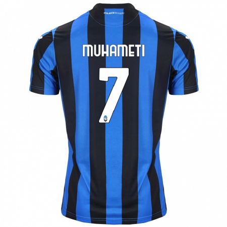 Kandiny Kinder Endri Muhameti #7 Blau Schwarz Heimtrikot Trikot 2024/25 T-Shirt