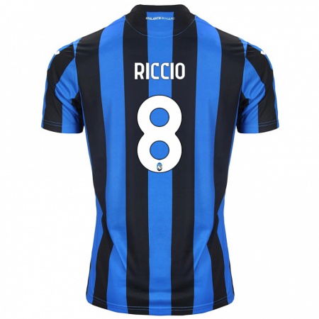 Kandiny Kinder Lorenzo Riccio #8 Blau Schwarz Heimtrikot Trikot 2024/25 T-Shirt