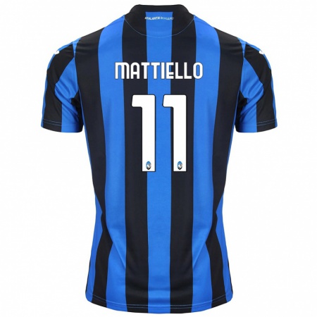 Kandiny Kinder Federico Mattiello #11 Blau Schwarz Heimtrikot Trikot 2024/25 T-Shirt