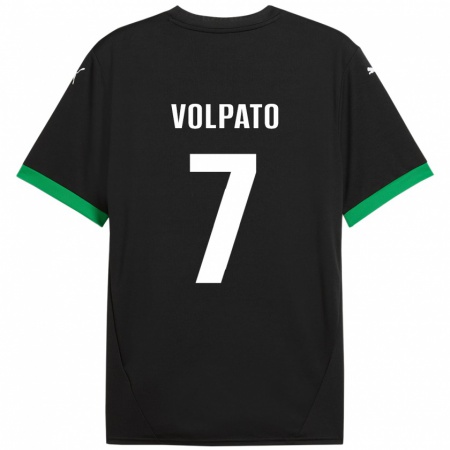 Kandiny Kinder Cristian Volpato #7 Schwarz Dunkelgrün Heimtrikot Trikot 2024/25 T-Shirt