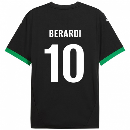 Kandiny Kinder Domenico Berardi #10 Schwarz Dunkelgrün Heimtrikot Trikot 2024/25 T-Shirt