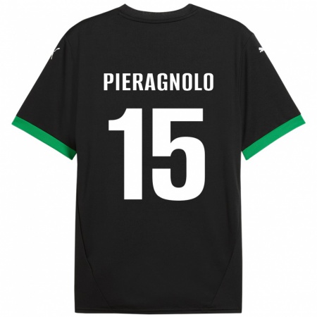 Kandiny Kinder Edoardo Pieragnolo #15 Schwarz Dunkelgrün Heimtrikot Trikot 2024/25 T-Shirt