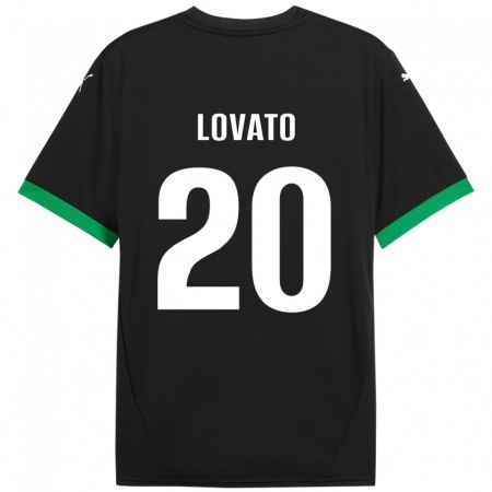 Kandiny Kinder Matteo Lovato #20 Schwarz Dunkelgrün Heimtrikot Trikot 2024/25 T-Shirt