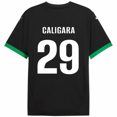 Kandiny Kinder Fabrizio Caligara #29 Schwarz Dunkelgrün Heimtrikot Trikot 2024/25 T-Shirt