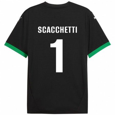 Kandiny Kinder Alessandro Scacchetti #1 Schwarz Dunkelgrün Heimtrikot Trikot 2024/25 T-Shirt