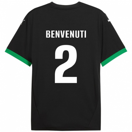 Kandiny Kinder Giacomo Benvenuti #2 Schwarz Dunkelgrün Heimtrikot Trikot 2024/25 T-Shirt