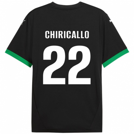 Kandiny Kinder Giovanni Chiricallo #22 Schwarz Dunkelgrün Heimtrikot Trikot 2024/25 T-Shirt