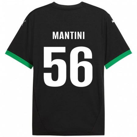 Kandiny Kinder Raffaele Mantini #56 Schwarz Dunkelgrün Heimtrikot Trikot 2024/25 T-Shirt