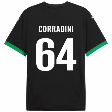 Kandiny Kinder Francesco Corradini #64 Schwarz Dunkelgrün Heimtrikot Trikot 2024/25 T-Shirt