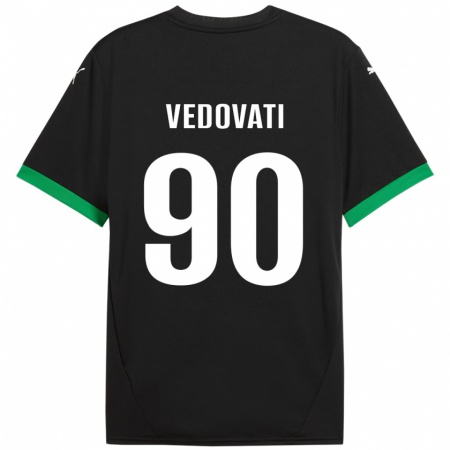 Kandiny Kinder Gabriele Vedovati #90 Schwarz Dunkelgrün Heimtrikot Trikot 2024/25 T-Shirt